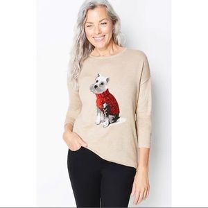 J. Jill Women Westie the Dog Terrier Long Sleeve Pullover Size Small Tall